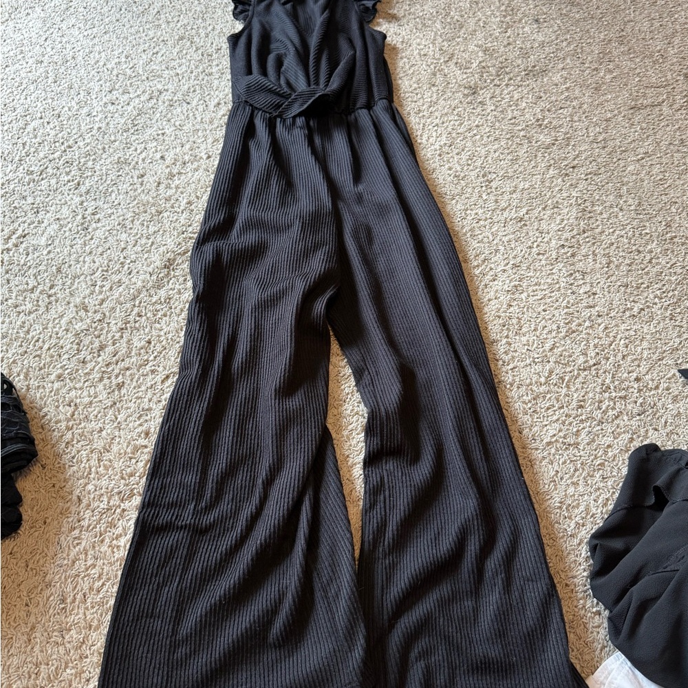Caution To The Wind Charcoal Jumpsuit
